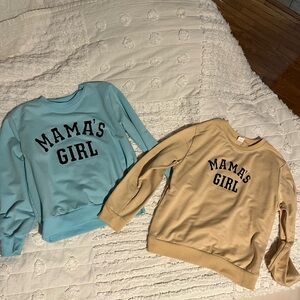 SHEIN Blue and Tan Mama's Girl Sweatshirts